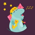 Vector image of a funny sleepy hippo Royalty Free Stock Photo