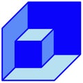 Image of a geometric figure cube inside a cube
