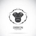 Vector image of a gibbon head design on white background, Vector Royalty Free Stock Photo