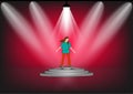 Vector image girl cartoon character riding a skateboard or surf skate standing on podium with spotlight Royalty Free Stock Photo