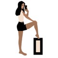 vector image of a girl standing and taking a selfie Royalty Free Stock Photo