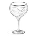 Image of a glass with liquid in lines. Concept.