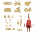 Vector image of the Golden man costume of the Scythian period, found during excavations with separate Golden elements