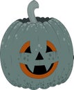 Vector image of a grey pumpkin head, cut out face, with freckle spots