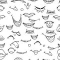 Vector image. Hand-drawn. Abstract manifestations of emotions, smiles, showing the tongue. Royalty Free Stock Photo