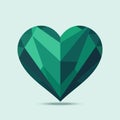 A vector image of a heart-shaped gemstone, emerald-green crystal, natural mineral, or diamond. Royalty Free Stock Photo