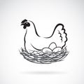 Vector image of an hen laying eggs in its nest. Royalty Free Stock Photo