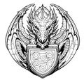 Vector image of a heraldic shield with dragon Royalty Free Stock Photo