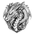 Vector image of a heraldic shield with a dragon