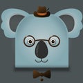 Vector image of a hipster koala bear square style