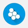 Vector image honeycom on blue background. Flat image honeycom w Royalty Free Stock Photo
