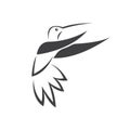 Vector image hummingbird design on white background. icon symbol. Illustrator. Black and White Royalty Free Stock Photo