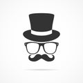 Vector image icon hats with sunglasses and mustache.