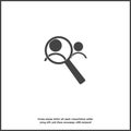 Vector image icon of man and magnifier. Magnifying glass icon on white icon on white isolated background Royalty Free Stock Photo