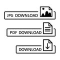 Vector image with icons for different file formats for downloading