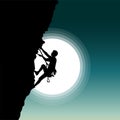 Vector image of illustration of an extreme mountain climber