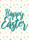 Vector image of an inscription with bunny ears on the colorful eggs background. Hand-drawn Easter illustration for spring happy h Royalty Free Stock Photo