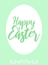 Vector image of an inscription with rabbit`s ears and decorations on a green background. Easter illustration for spring happy hol Royalty Free Stock Photo