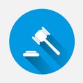 Vector image of a judge gavel court hammer. Vector icon of a ham