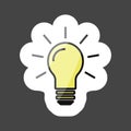 Vector image of a lamp colored sticker. Light bulb icon. Layers