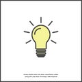 Vector image lamp. Light bulb icon on white isolated background. Layers grouped for easy editing illustration.