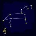 Vector image with Cancer zodiac sign and constellation of Cancervector image with Leo zodiac sign and constellation of Leo Royalty Free Stock Photo