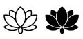 Icon for Chinese New Year, lotus flower vector, outline and silhouette versions Royalty Free Stock Photo