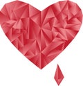 Vector image of low poly heart with the blood drop.