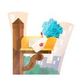 Vector image mailbox on background city houses.