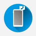 Vector image mobile phone, smartphone on blue background. Flat i