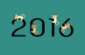 Vector image of an monkeys and 2016 numbers