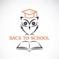Vector image of an owl with college hat and book