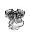 image of a panhead type V-twin engine from a Harley Davidson Royalty Free Stock Photo