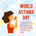 A vector image with a patient with asthma using the inhaler.