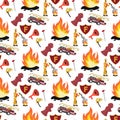Vector image Pattern Firefighter and Fire Truck