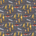 Vector image Pattern Group Firefighter Helicopter