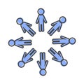 Vector image of people standing in a circle. A team of people. Teamwork. Icon showing friendship, interaction of people cartoon Royalty Free Stock Photo