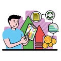 vector image with a person assesses business profitability