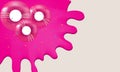 Vector image, pink donut with drops isolated on a cream background