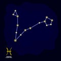 Vector image with Pisces zodiac sign and constellation of Pisces Royalty Free Stock Photo