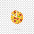 Vector image pizza. Fast Food. Pizza`s slice on transparent background