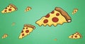 Vector image of pizza slices against green background Royalty Free Stock Photo