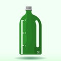 Vector image of a plastic bottle with a measuring scale of three liters. Pattern with a shadow from a bottle