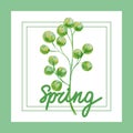 Vector image of a postcard. Spring. Freehand drawing.