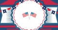 Vector image of president day flyer with american flag icon and buntings over label