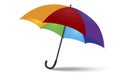 Vector image of rainbow rain umbrella. Isolated image of a 3d parasol. Stock Photo Royalty Free Stock Photo