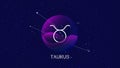 Vector image representing night, starry sky with taurus or bull zodiac constellation behind glass sphere with Royalty Free Stock Photo
