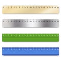 Vector image of rulers. School tool for measuring with a scale. Multi-colored measuring instruments. Royalty Free Stock Photo