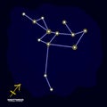 Vector image with Sagittarius zodiac sign and constellation of Sagittarius Royalty Free Stock Photo