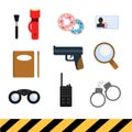 Vector image of set of accessories detective